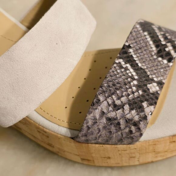 Geox Respira Wedged Sandals In Gray Snakeskin embossed leather 9 - Picture 9 of 9